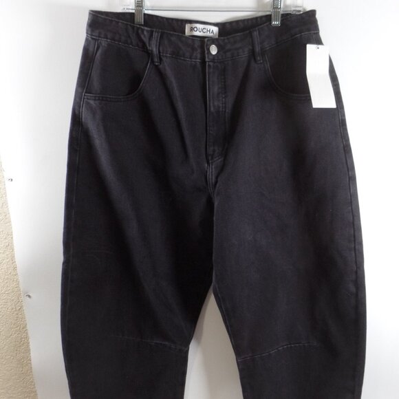 Roucha Black Jeans Flat Front Wide Leg Womens Size C - NWT - Picture 1 of 7